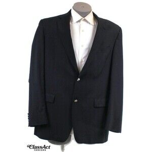 Hart Schaffner Marx Navy Blue Silver Button Blazer Suit Jacket Sport Coat 44L